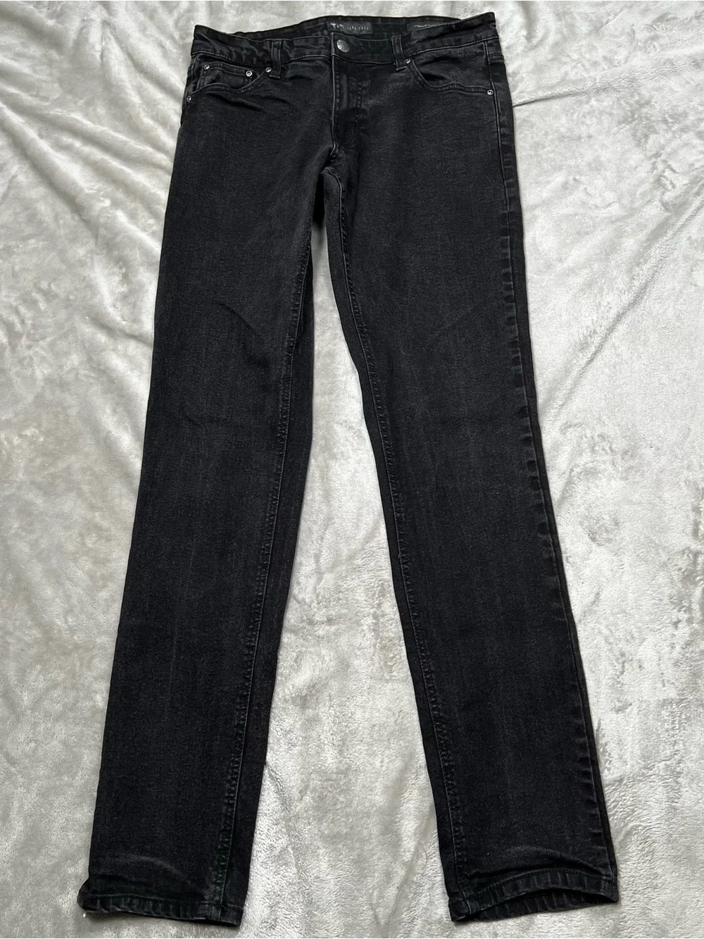 American Tall Carman Tapered Jeans Mens 32x36 Black Grunge Denim Cotton